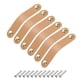 thumbnail image 1 of Uxcell 6 Paquetes Tiradores de Cajón de Cuero con Tornillos, Beige/Dorado (Espaciado de Agujeros: 96 mm), 1 of 5