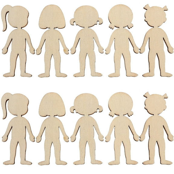 TINKSKY 50Pcs Kids Wood Cutouts Boy Girl Cutouts For Diy Activities And Creative Crafts At Parties