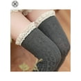 thumbnail image 4 of Luxtrada 2 Pairs Sexy Girls Ladies Women Warm Thigh High Stockings Knit Over Knee Lace Long Socks Legging Warmer Boot Stocks (Grey), 4 of 6