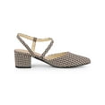 thumbnail image 3 of BLISSFUL STEP Houndstooth Slip on Block Heels Mules for Women Khaki (Size 7), 3 of 6