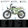 thumbnail image 7 of Freego Shotgun Flash F3 Pro,  Electric Bike for Adults, Dual Motor & Dual Battery, 750W*2/48V/40Ah, 20"x4.0" Fat Tires Off Road Electric Bicycle with Removable Battery-Green, 7 of 7