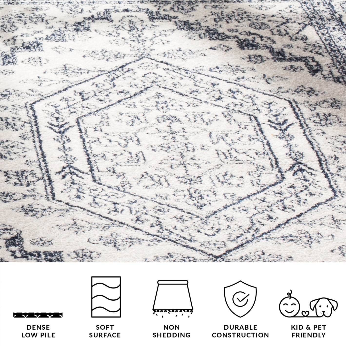 Safavieh Adirondack Xavier Oriental Area Rug, Ivory/Navy, 12' x 12' Square
