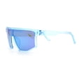 thumbnail image 6 of Bold Color Mirror Shield Sport Plastic Wrap Curved Sunglasses Blue - Blue Mirror, 6 of 8