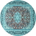 thumbnail image 1 of Ahgly Company Indoor Round Medallion Light Blue Traditional Area Rugs, 8' Round, 1 of 4