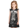 thumbnail image 1 of Balery Geometric Bull Design Camisón de princesa para niñas, pijama de algodón con mangas abullonadas, suave y bonito.-Medium, 1 of 6