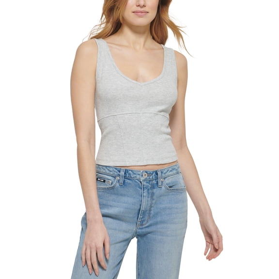 Women's Ribbed Structured Tank Top Silver Heather XXS