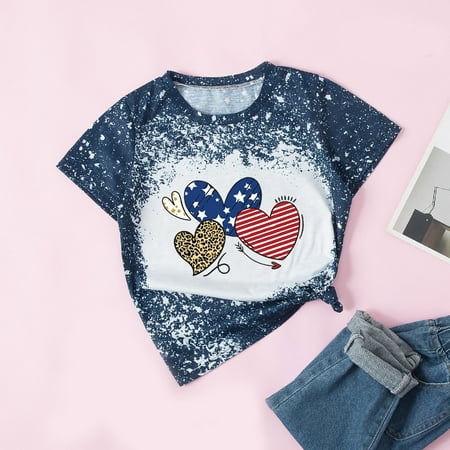 

WHLBF Parent-child Summer Independence Day Mother s Day Short Sleeve T-shirt Mother-daughter Suit Navy 6(6)