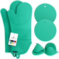 thumbnail image 1 of Juego de guantes de cocina Rorecay de silicona antideslizante, resistentes al calor, 260 °C, 1 of 9