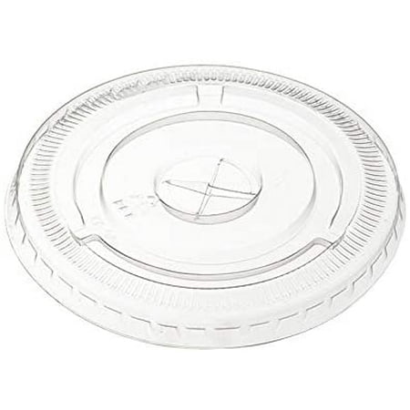 Clear PET Flat Straw Slot Lid  92mm Diameter  (Case of 1000 Count)