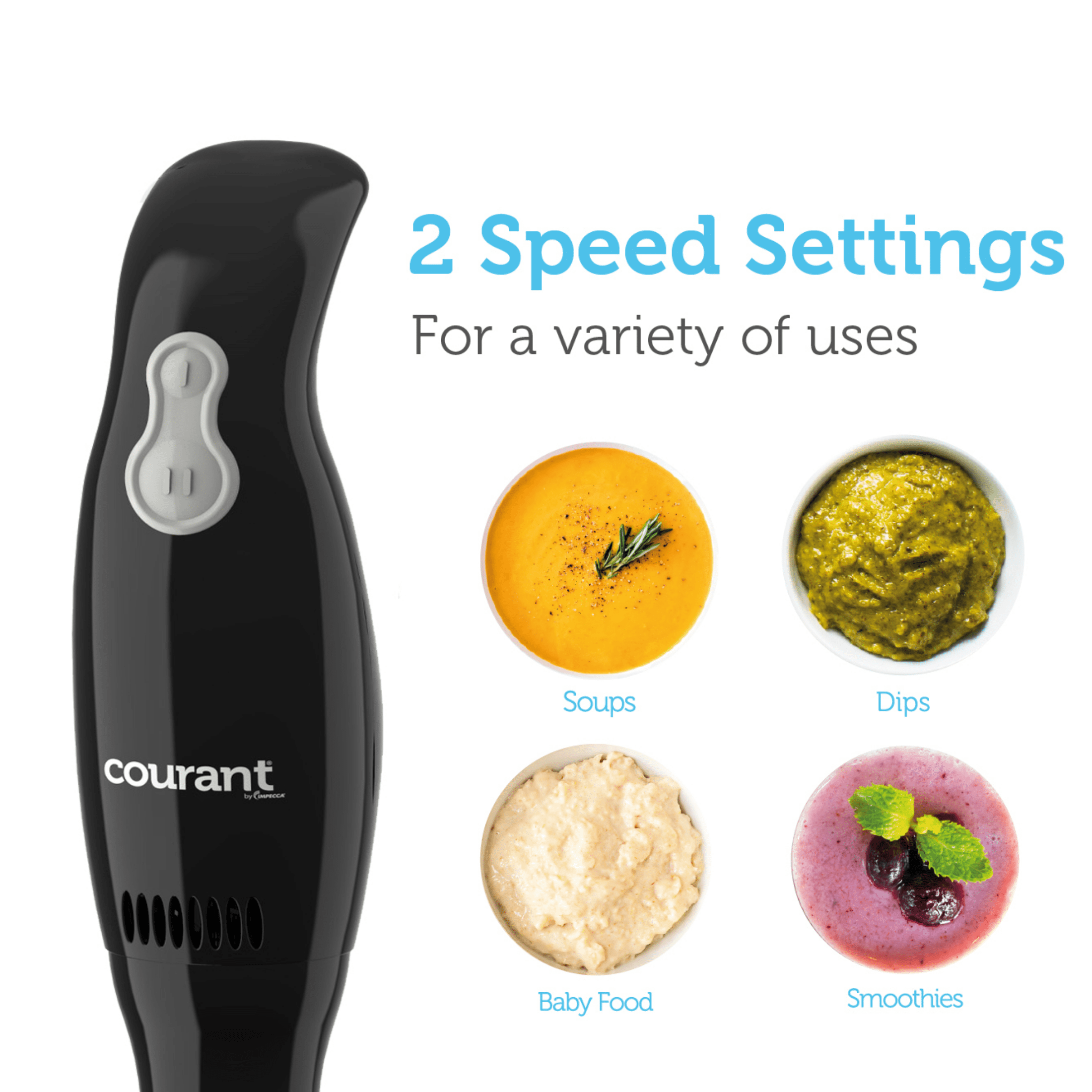 Courant 200W 2-Speed Hand Blender – Powerful & Versatile – Black