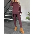 thumbnail image 4 of 2025 Autumn Winter Women's Casual Solid Color Round Neck Long Sleeve Tops Korean Style Basic Wear Everyday Fashion Simple Outfit, 4 of 9