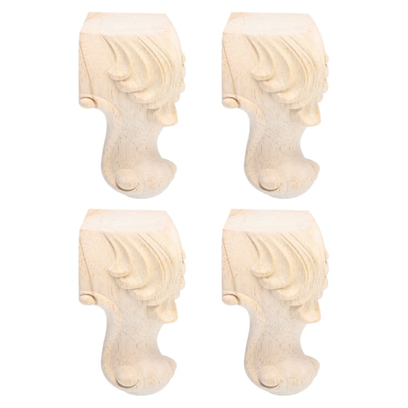 BESTOYARD Beige Solid Wood Furniture Legs Carved Roses for Table Sofa Bed 4Pcs