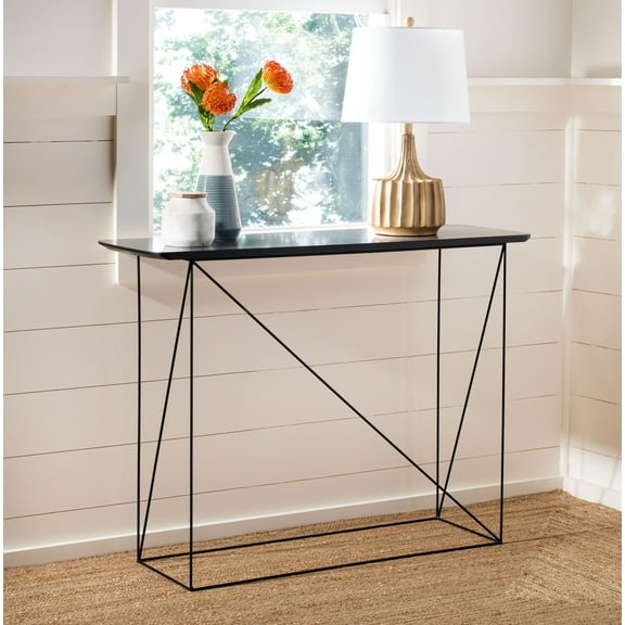 Safavieh Rylee Modern Wood and Metal Console Table, Dark Gray/Black