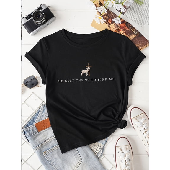 He Left The 99 To Find Me T-Shirt Women Men Christian Faith Lamb Cross Tee