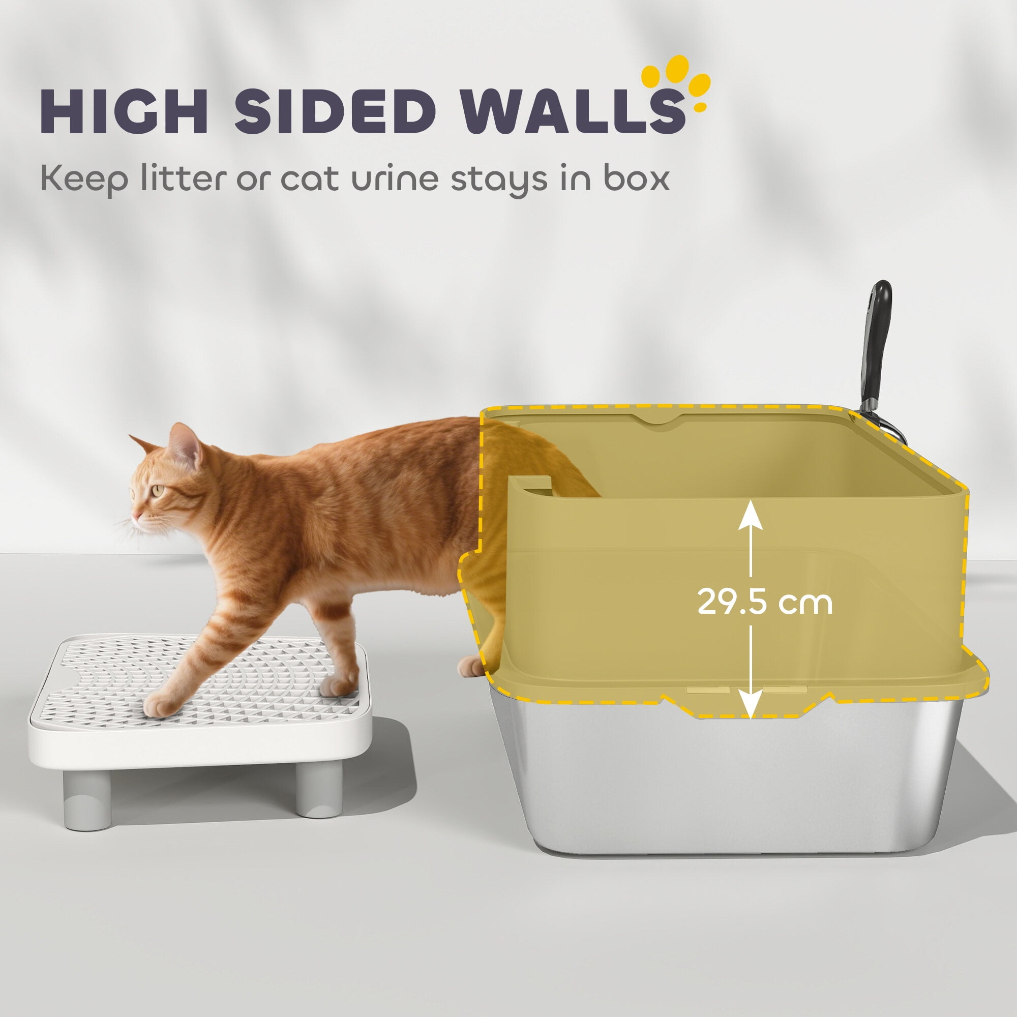 Orthopedic Dog Bed, Stainless Steel Cat Litter Box with High Sides, Metal Cat Litter Box with Scoop, Gray Dog Bed,Polypropylene,Stainless Steel Cat Bed, Pet Supplies Pet Beds & Furniture