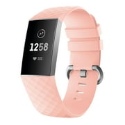 Watch Bands Compatible with Fitbit Charge 3/ Fitbit Charge 4 Waterproof Replacement Watch Strap Wristband Color:Pink Specification:L