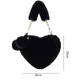 thumbnail image 2 of 2 Pieces Valentine's Day Furry Purse Soft Fluffy Heart Handbags for Women Girls Valentines Day Cute Present - Black + Red, 2 of 5