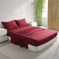 thumbnail image 7 of Ntbay 4-Pieces Queen Size Bamboo Bed Sheets Set, Ultra Breathable & Cooling Bedding Set with 1 Deep Pocket Fitted Sheet & 1 Flat Sheet & 2 Envelope Pillowcases, Wine Red, 7 of 7