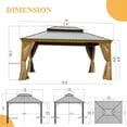 thumbnail image 6 of 12'x16' Hardtop Gazebo, Outdoor Wooden Coated Aluminum Frame Hard Top Gazebo with Galvanized Steel Double Roof, Permanent Metal Roof Gazebo with Nettings, Curtains and Hooks for Deck, Patio, 6 of 6