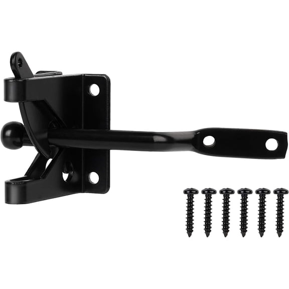 Self-locking Gate Latch,Automatic Gravity Lever Latch for Wooden Fence Post Mount, Door latch for Secure Pool,Garden,Shed,Black Powder Coated for