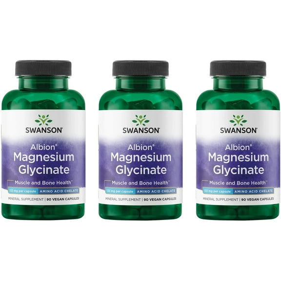 Swanson Chelated Magnesium 133 Milligrams 90 Capsules (3 Pack)