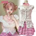 thumbnail image 3 of Disfraz de Cosplay de Anime NANA Komatsu Nana para niña, falda rosa, trajes con fecha, lindo uniforme de carnaval, mascarada, ropa de fiesta, peluca, 3 of 5