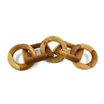 Wood Chain Link Sculpture – Hand Carved 3 Round 2 Square Link Decor, Rustic Modern Accent