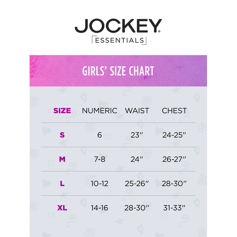 Jockey® Essentials Girls' Cotton Stretch Brief Panty- 3 Pack, Sizes S-XL (6-16)  