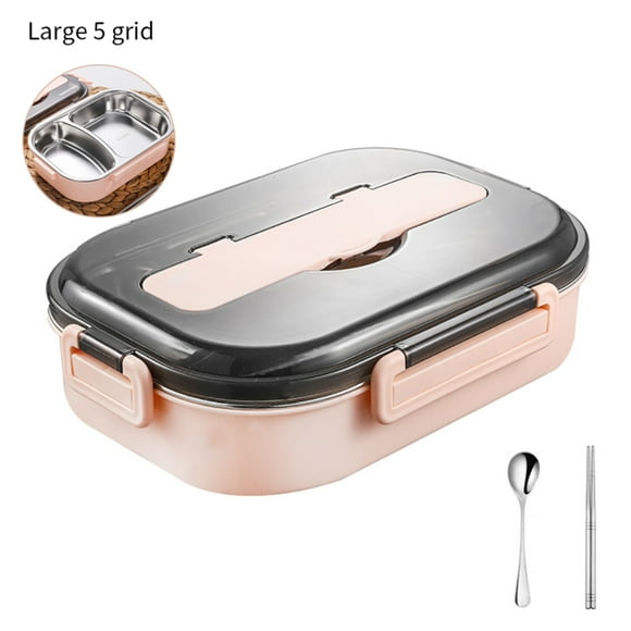 Fiambrera Recipiente de comida con aislamiento térmico con cuchara Palillos Caja de rejilla de comida portátil, pequeña kenally HA004166-02