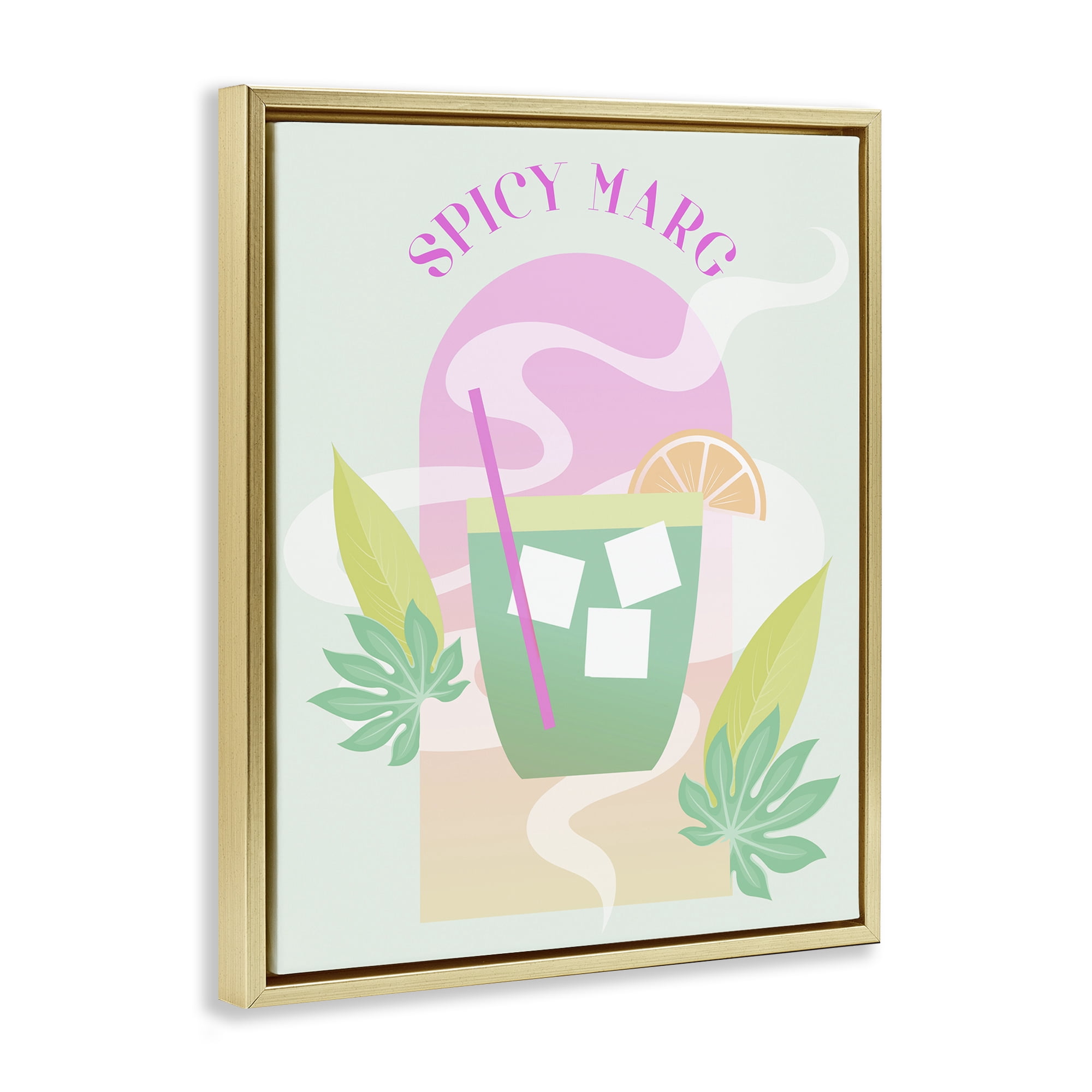 Stupell Industries Spicy Marg Cocktail Food & Beverage Painting Gold Floater Framed Canvas Art Print Wall Art, 25 x 31