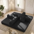 thumbnail image 2 of 78-Inch Convertible Sleeper Sofa Bed, Black Couch with Storage Bag, High-Density Foam, Corduroy Upholstery, Space-Saving & Portable for Living Room, Home Office, 2 of 9