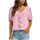 thumbnail image 1 of Camisas de Manga Corta para las Mujeres Blusa de Suéter de Cuello en V Casual para las Mujeres, Top de Estiramiento Suave para Uso Diario Y de Fiesta, 1 of 7