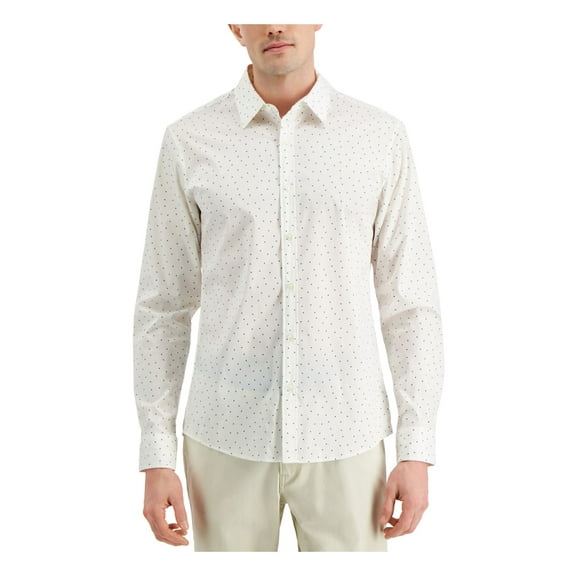 MICHAEL KORS Mens White Slim Fit Button Down Performance Stretch Casual Shirt XXL