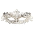 thumbnail image 1 of Máscara de mascarada, máscaras venecianas de Mardi Gras Deecorations para mujer, blanco, uno, máscara de metal de media cara, 1 of 5