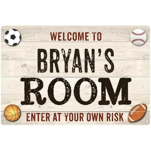 BRYAN'S Room Kids Bedroom Sign Boy's Gift 8x12 Metal 108120090073