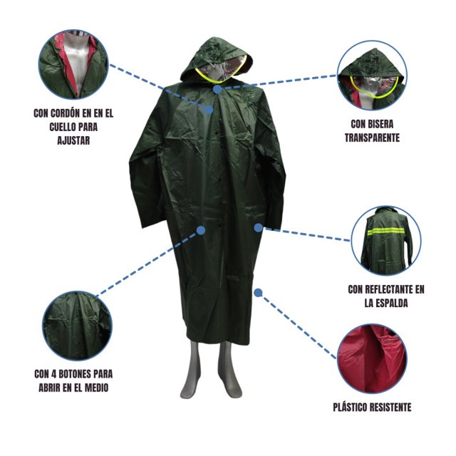 Impermeable The Baby Shop Capa Impermeable con Visera Gabardina Verde -