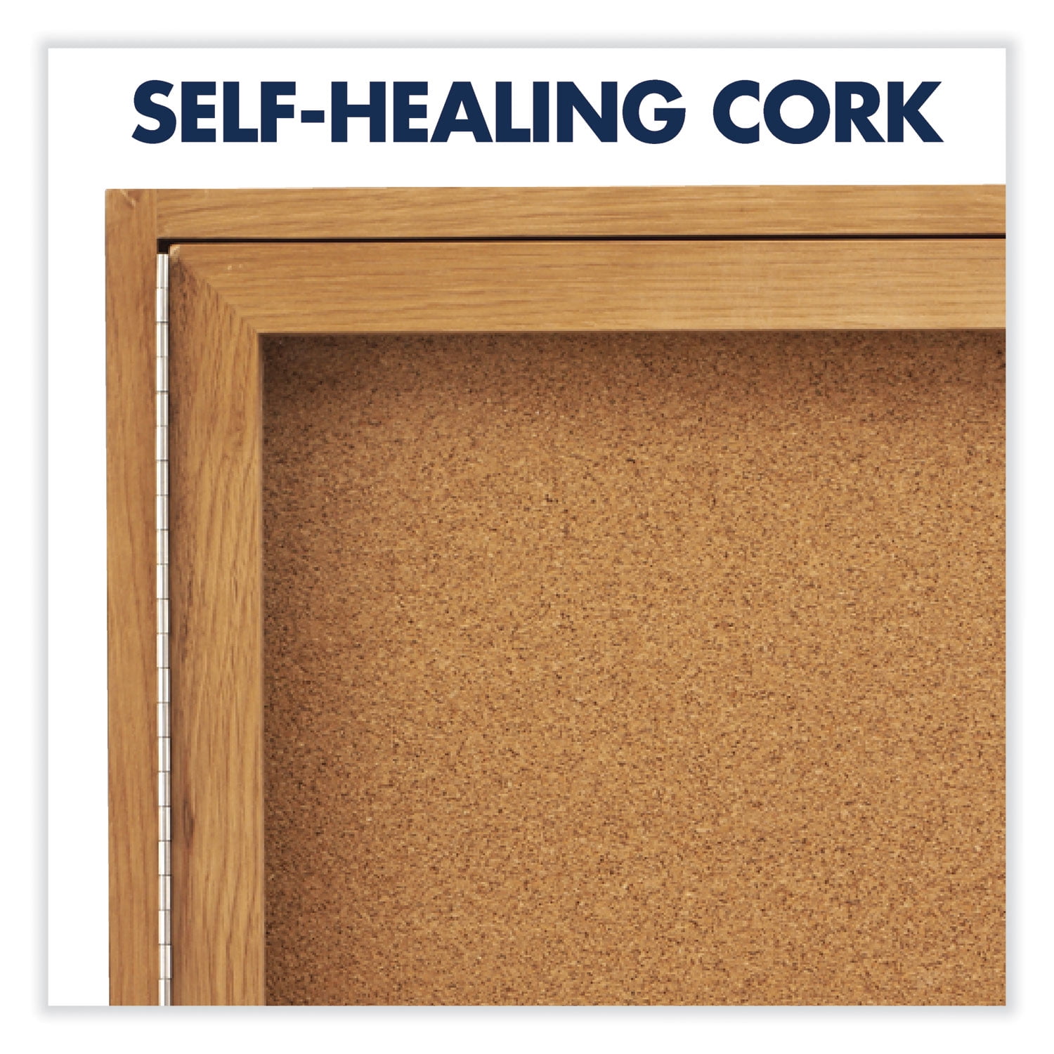 Quartet Enclosed Indoor Cork Bulletin Board with One Hinged Door, 24" x 36", Tan Surface, Oak Finished Fiberboard (MDF) Frame