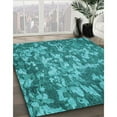thumbnail image 3 of Ahgly Company Machine Washable Indoor Square Transitional Teal Green Area Rugs, 4' Square, 3 of 7