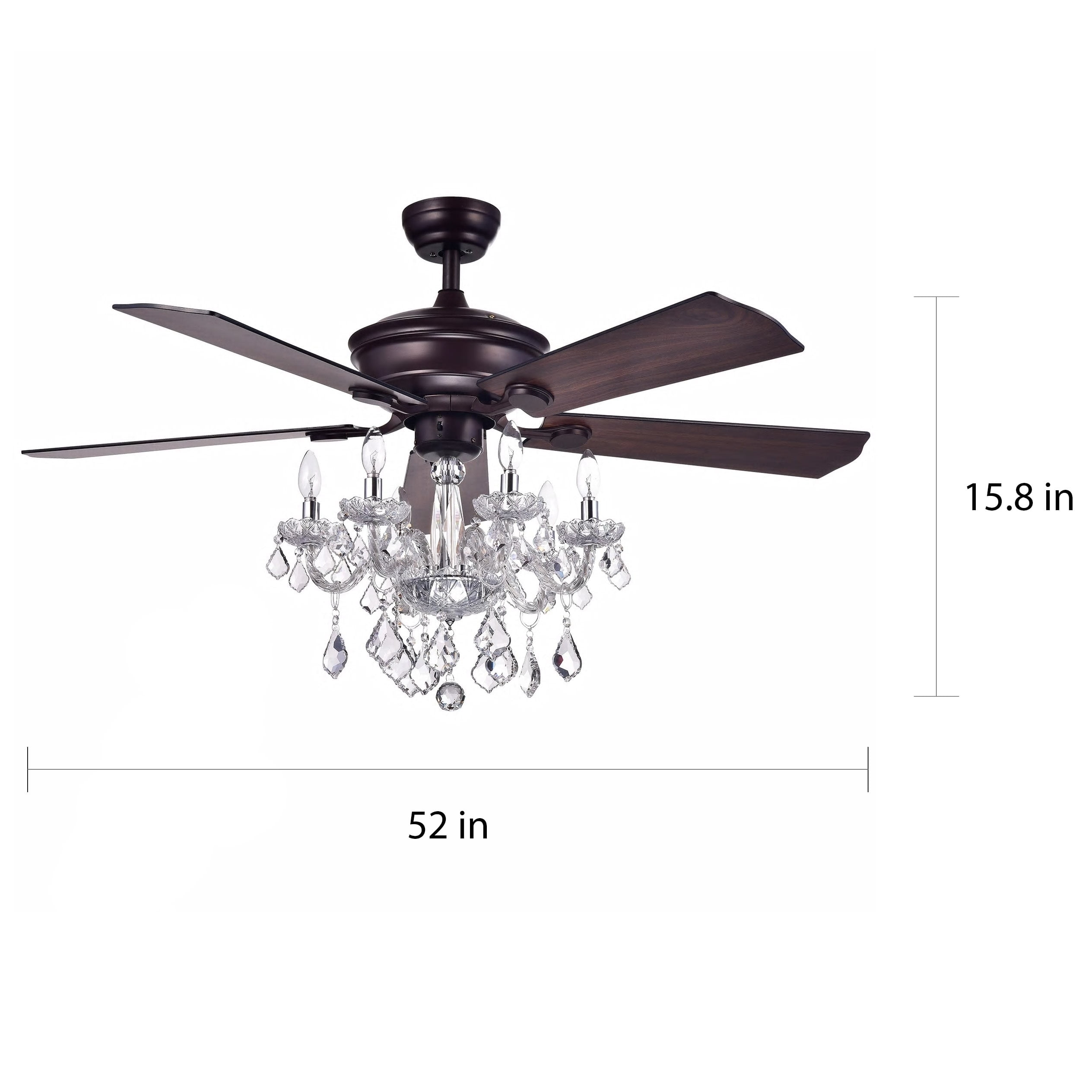 Havorand 52-inch 5-Blade Ceiling Fan Crystal Chandelier