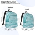 thumbnail image 3 of Hirioo Teal Turquoise Wood Canvas Backpack, Durable Travel Backpack with Multiple Compartments,Large Capacity, Backpack for School, Hiking, Work, 3 of 7