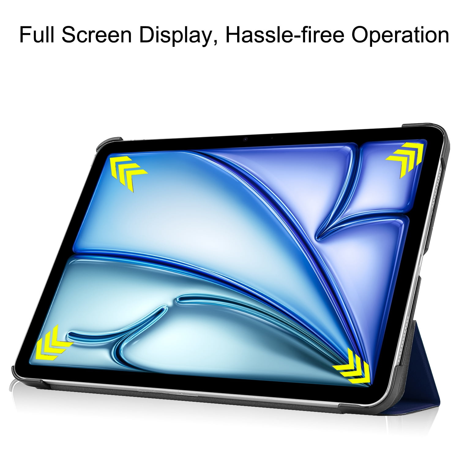 SaniMore for Apple iPad Air 11 (2024) Case, Auto Sleep/Wake, Rugged PC Case with Tri-Fold Kickstand [Support iPad 1st/3rd Pencil Charging]  Shockproof Protective Case for Women Men, Darkblue