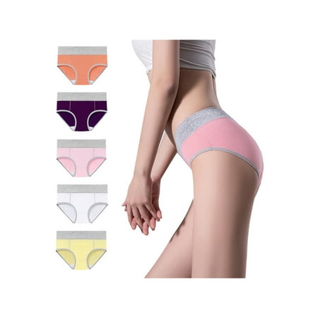 

Bomotoo Ladies Stretch Underwear Spliced Comfy Lingerie Sleep Soft Seamless Briefs Orange+Dark Purple+Light Pink+ White+Yellow 4XL