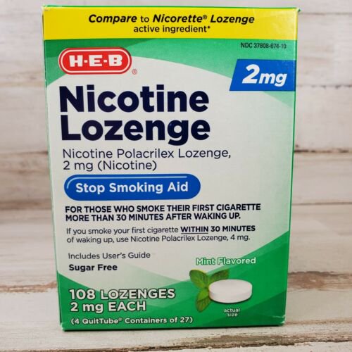 HEB Nicotine Lozenge 2mg Nicotine Mini. 108 Count.