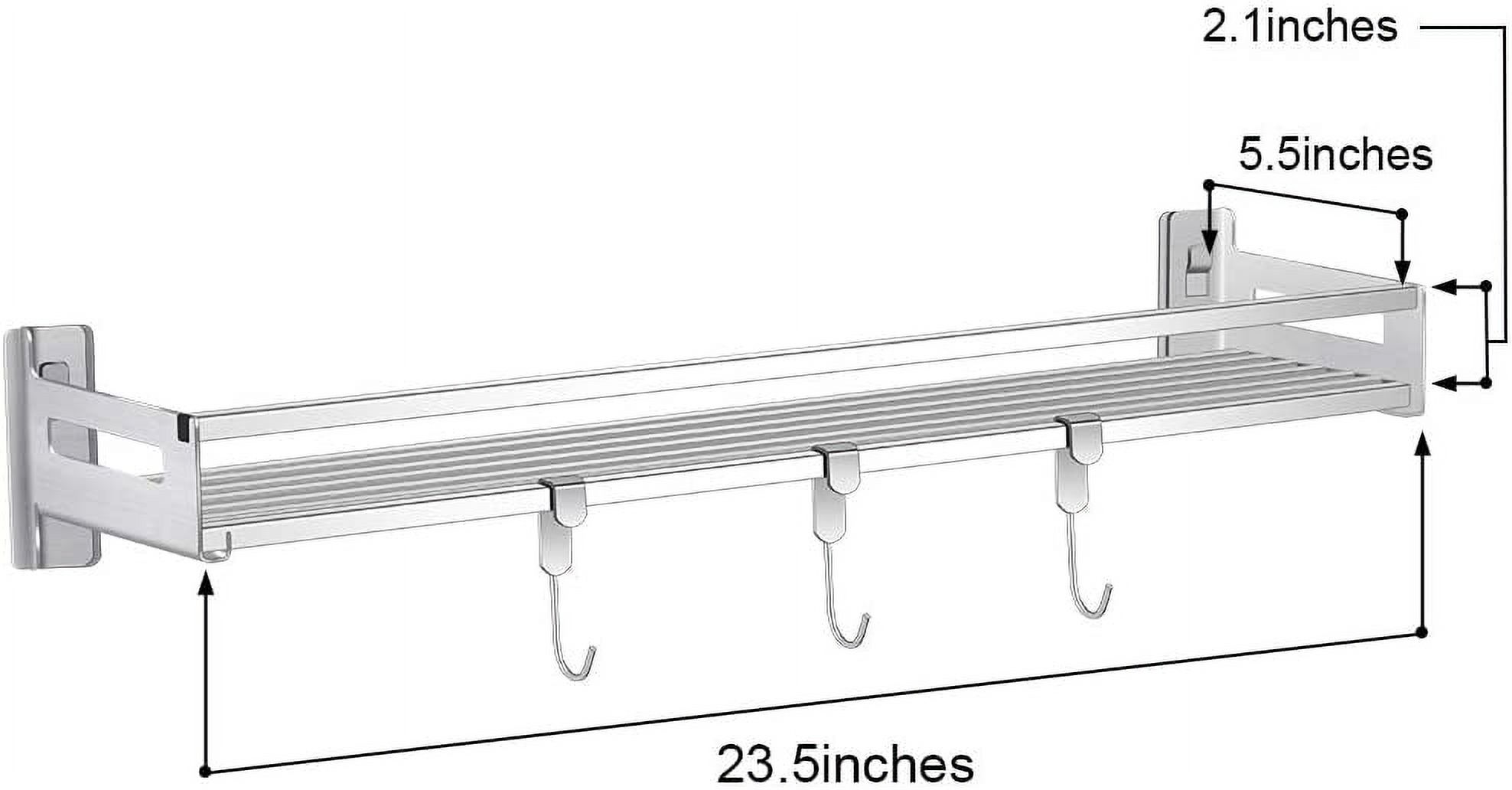 Modern 304 Stainless Steel Chrome Bathroom Towel Rack Shelf with 3 Hooks