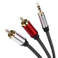 thumbnail image 1 of Cable de audio Nanxudyj de 3,5 mm a 2 RCA, 6 m, trenzado en nailon, 1 of 6