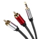 thumbnail image 1 of Nanxudyj Cable De Audio De 3,5 Mm A 2 Rca Cable De Audio Trenzado De Nailon De 3,5 Mm Aux A 2 Rca De 1,5 Pies Para Receptor Estéreo Altavoz Smartphone Tablet Hdtv Reproductor De Mp3 Y Más Cable Estére, 1 of 5