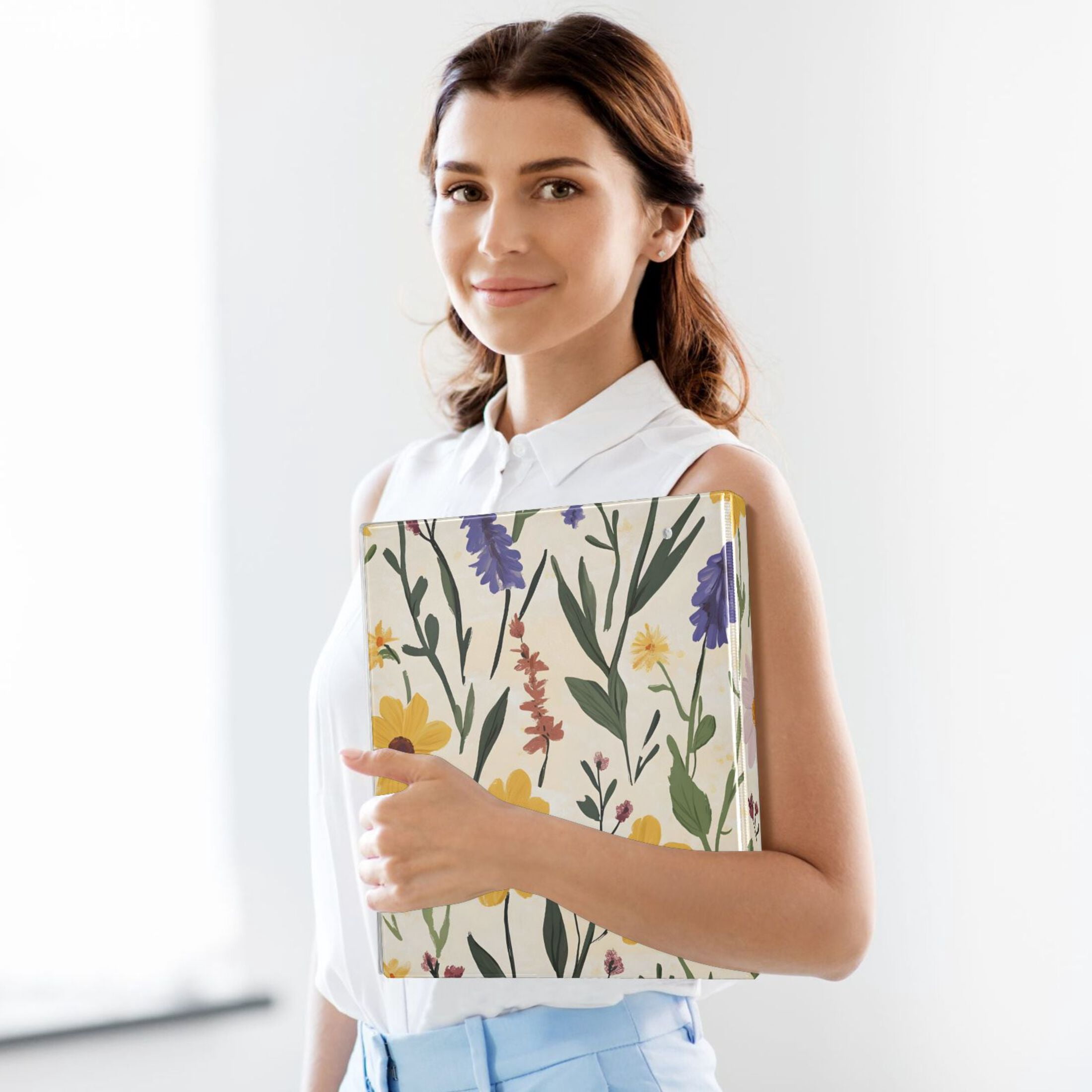 ALAZA Retro Floral-a5 Hardcover 3 Ring Binder 1.5" Round Rings Interior Pockets Binders Organizer 2 Pack