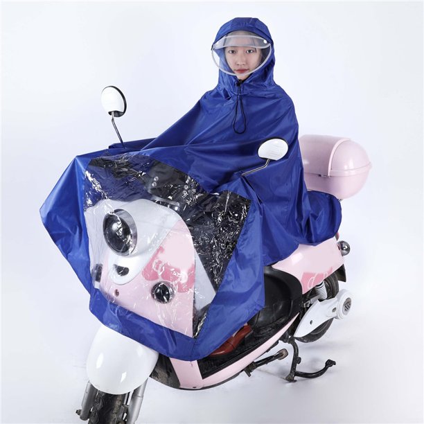 Universal Waterproof Hooded Raincoat Rain Cape Coat Poncho For Mobility Scooters Motorcycle Motorbikes Bicycle Blue heqiyong LED