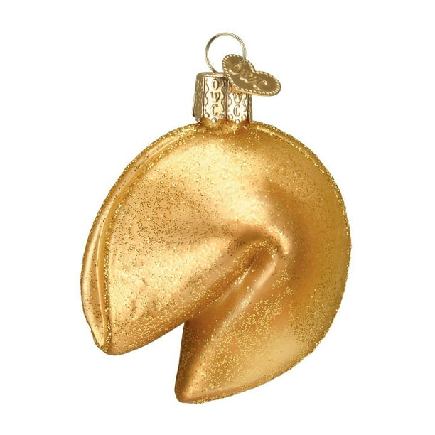 Adorno navideño de cristal con forma de galleta de la fortuna del Viejo Mundo