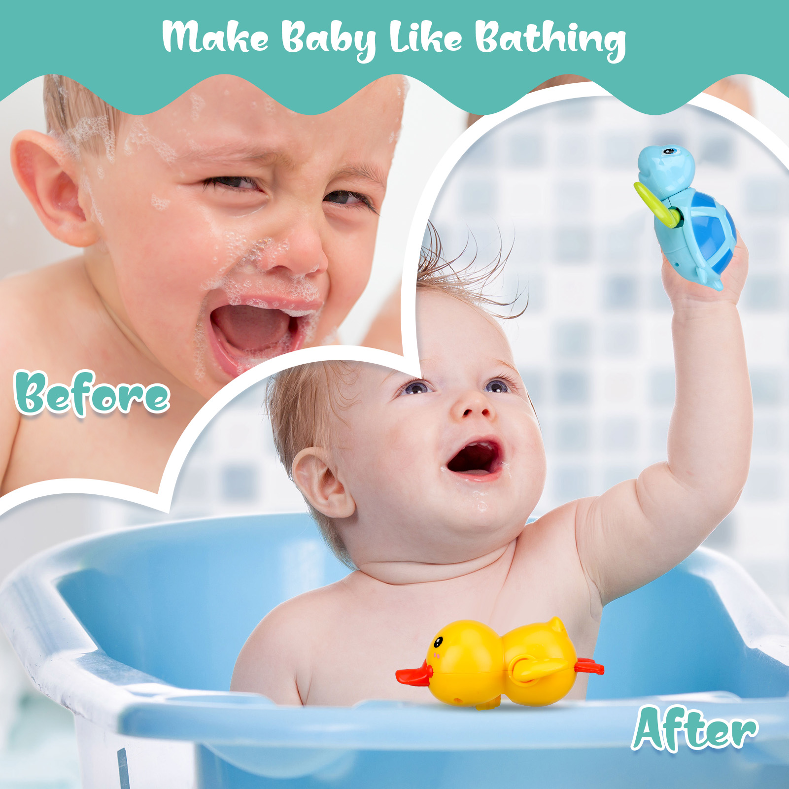 Bocaoying 4-Pack Wind-Up Bath Toys with Floating Animals photo 5